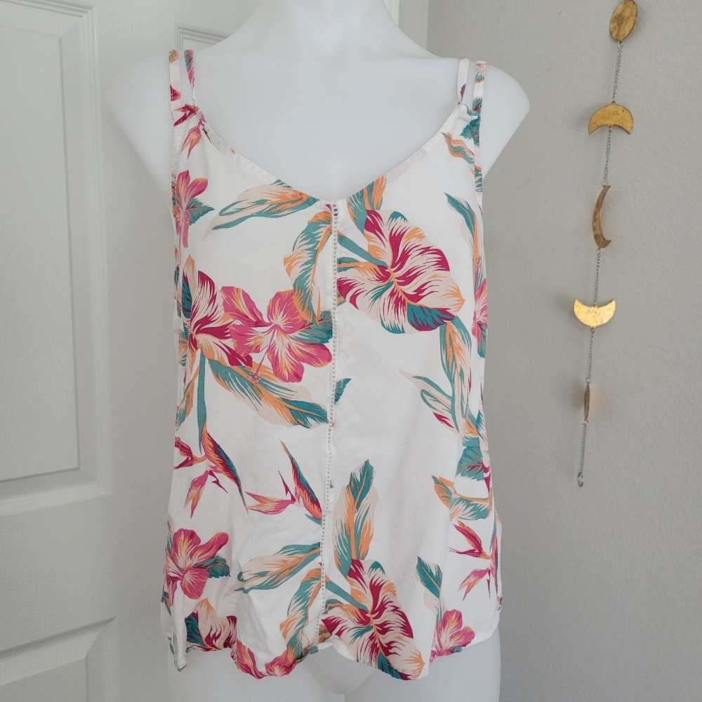 2/$35 ROXY Tropical Floral Tank Top S EUC Flowy Adjustable Straps